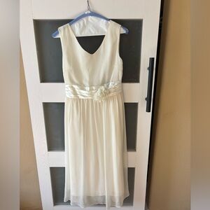 Big Kids elegant Cream Sleeveless Dress